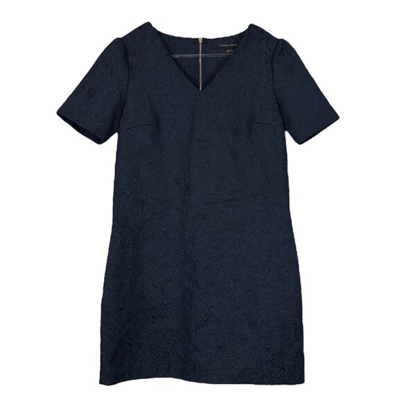New Cynthia Steffe Textured Paisley Cocktail Mini Dress Dark Navy Blue Size 2 - Picture 10 of 10